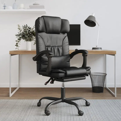 vidaXL Reclining Office Chair Black Faux Leather - Furniture > Office Furniture > Office Chairs