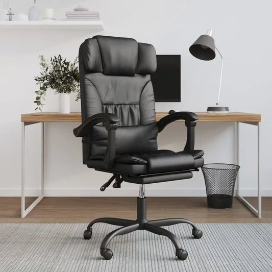 vidaXL Reclining Office Chair Black Faux Leather - Furniture > Office Furniture > Office Chairs