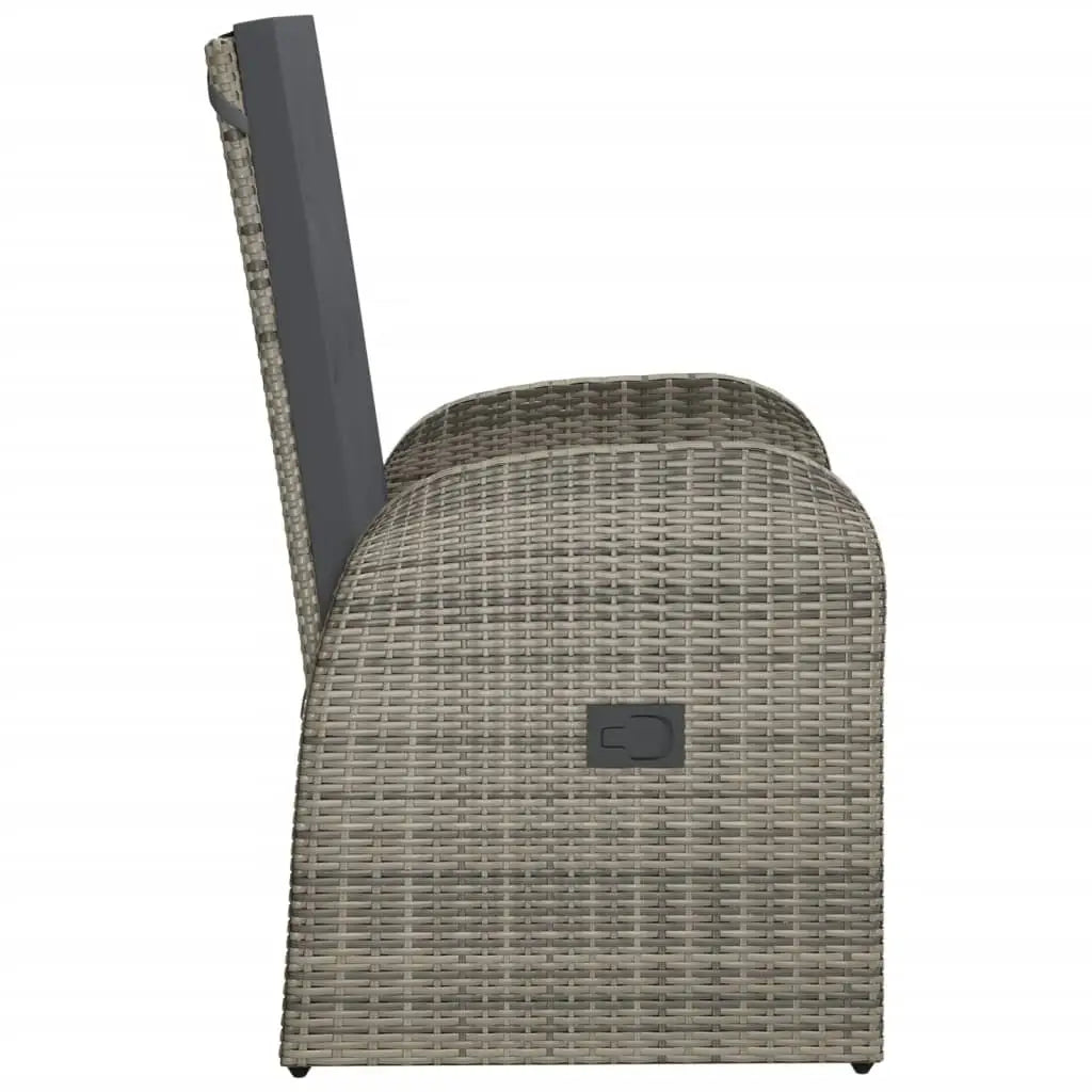vidaXL Reclining Patio Chairs 2 pcs with Cushions Poly Rattan Gray - Patio Chairs
