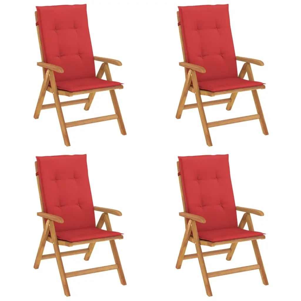 vidaXL Reclining Patio Chairs with Cushions Outdoor Furniture Solid Wood Teak - Outdoor Chairs