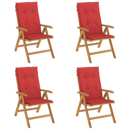 vidaXL Reclining Patio Chairs with Cushions Outdoor Furniture Solid Wood Teak - Outdoor Chairs