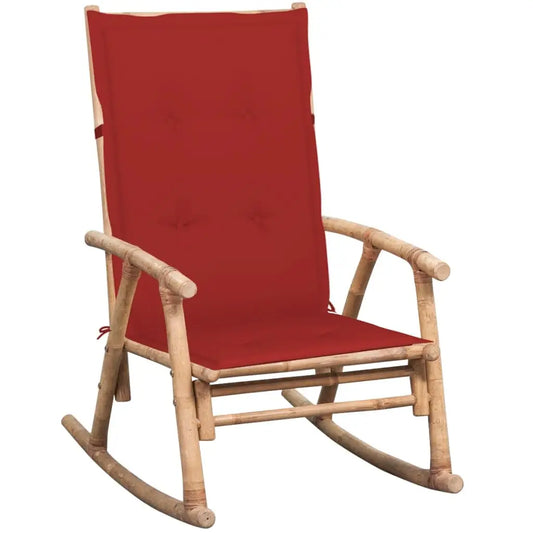 vidaXL Rocking Chair with Cushion Patio Sun Lounger Seating Furniture Bamboo - Rocking Chair