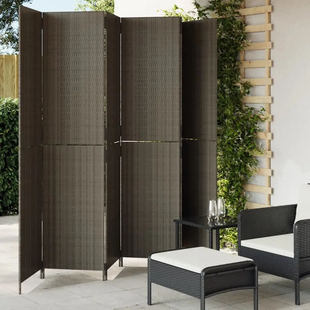 vidaXL Room Divider 6 Panels Gray Poly Rattan - Furniture > Room Dividers