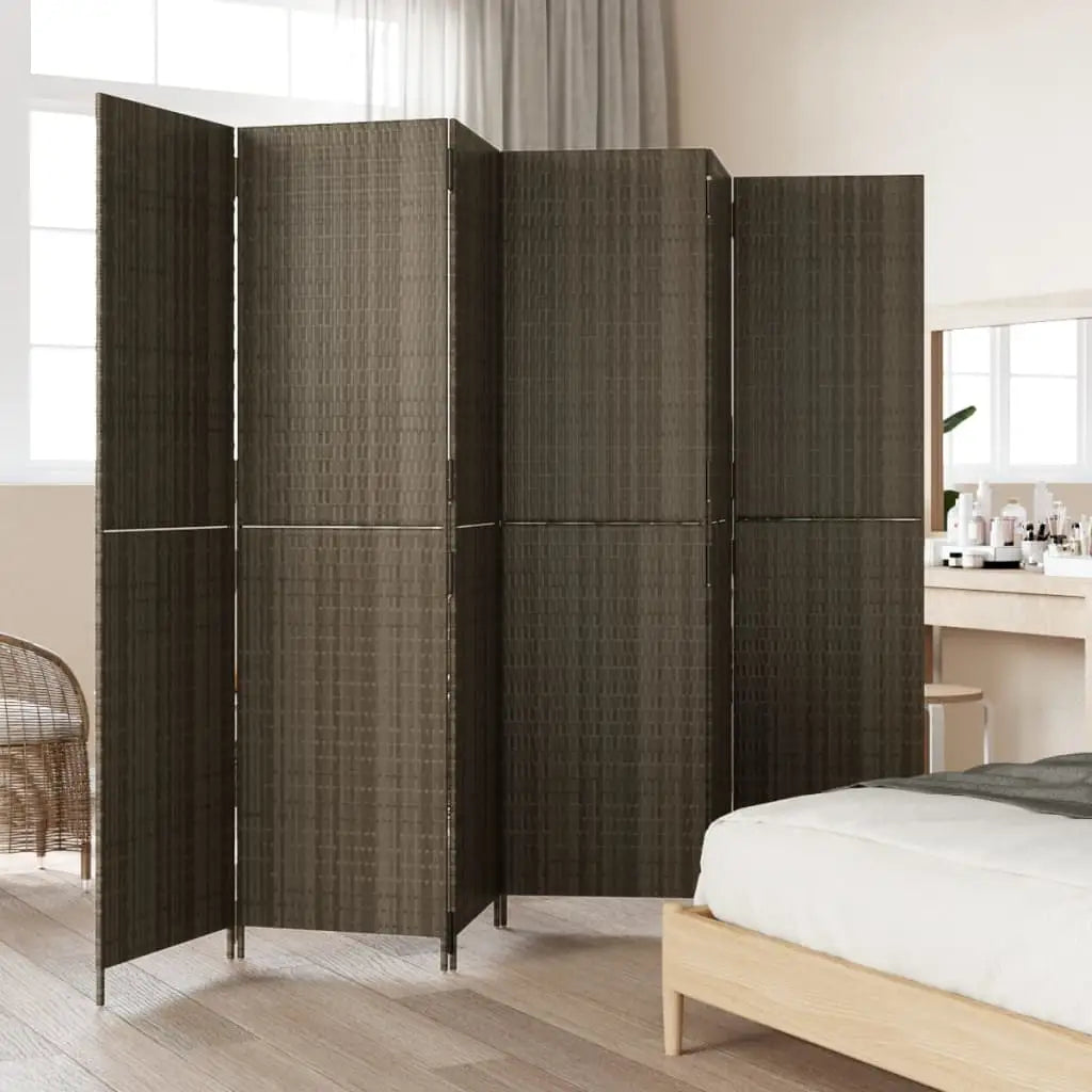 vidaXL Room Divider 6 Panels Gray Poly Rattan - Furniture > Room Dividers
