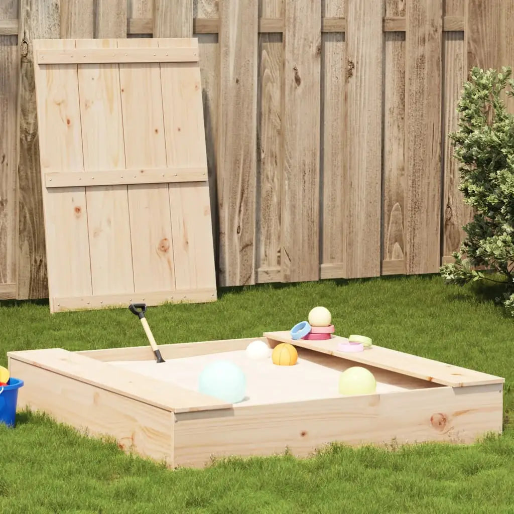 vidaXL Sandpit with Cover Sandbox Patio Outdoor Play Equipment Solid Wood Pine - Sandbox