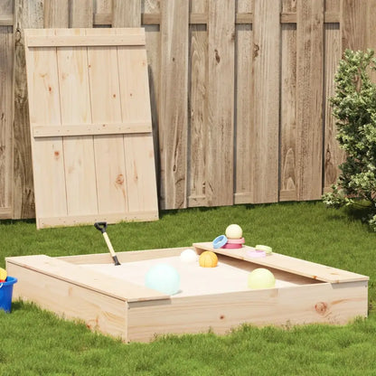 vidaXL Sandpit with Cover Sandbox Patio Outdoor Play Equipment Solid Wood Pine - Sandbox