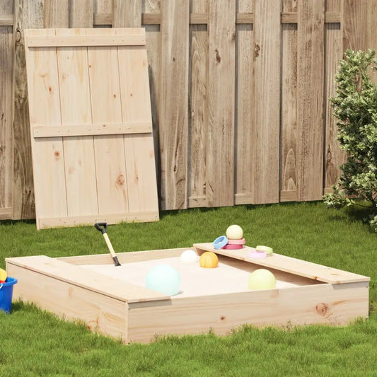 vidaXL Sandpit with Cover Sandbox Patio Outdoor Play Equipment Solid Wood Pine - Sandbox
