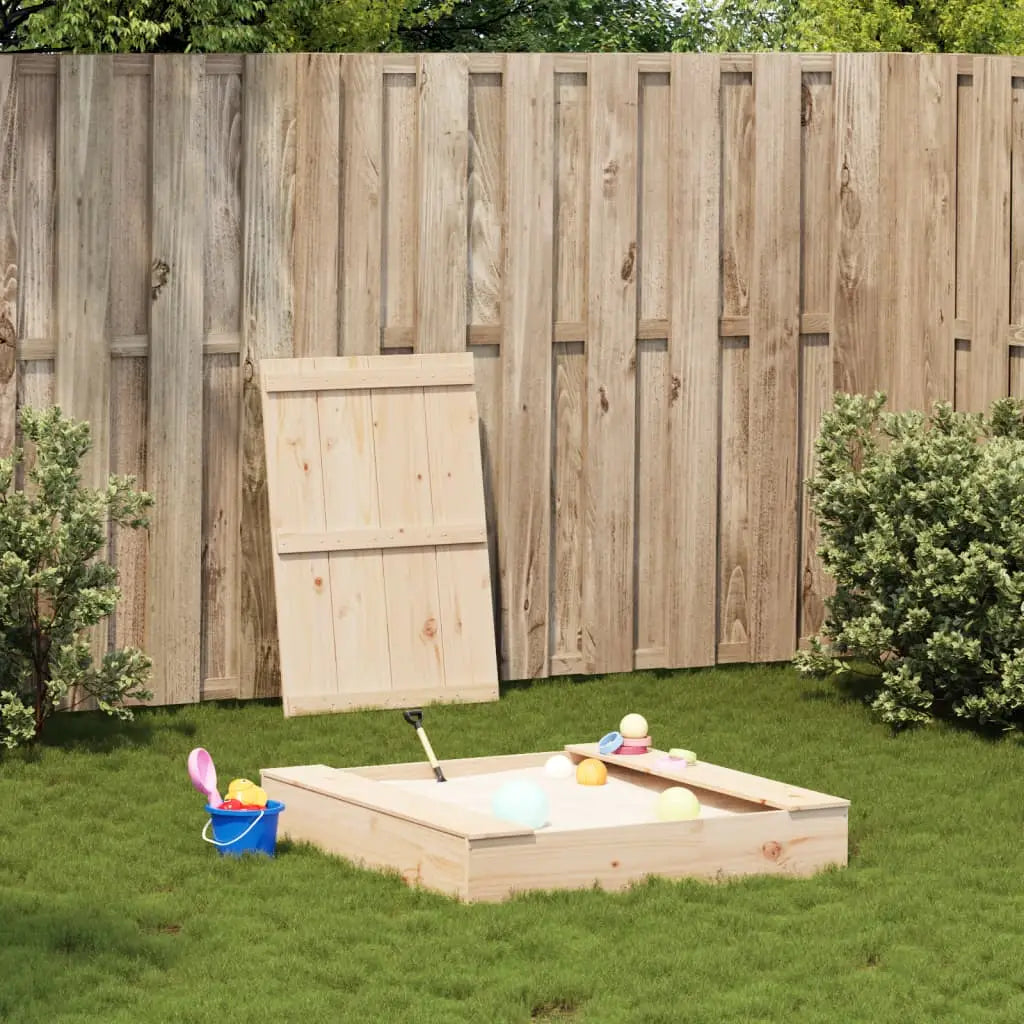 vidaXL Sandpit with Cover Sandbox Patio Outdoor Play Equipment Solid Wood Pine - Sandbox