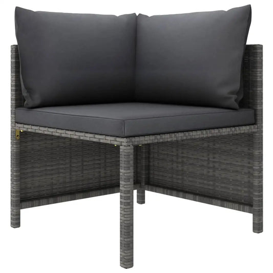 vidaXL Sectional Corner Sofa with Cushions Gray Poly Rattan - Outdoor Sofa