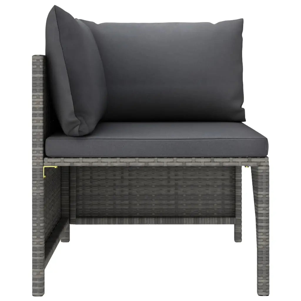 vidaXL Sectional Corner Sofa with Cushions Gray Poly Rattan - Outdoor Sofa
