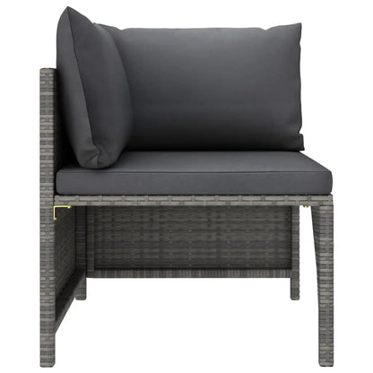 vidaXL Sectional Corner Sofa with Cushions Gray Poly Rattan - Outdoor Sofa