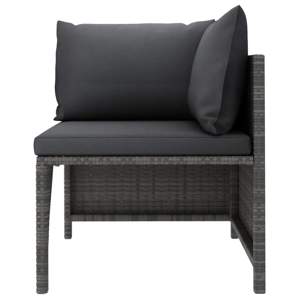 vidaXL Sectional Corner Sofa with Cushions Gray Poly Rattan - Outdoor Sofa
