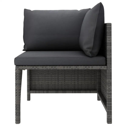 vidaXL Sectional Corner Sofa with Cushions Gray Poly Rattan - Outdoor Sofa
