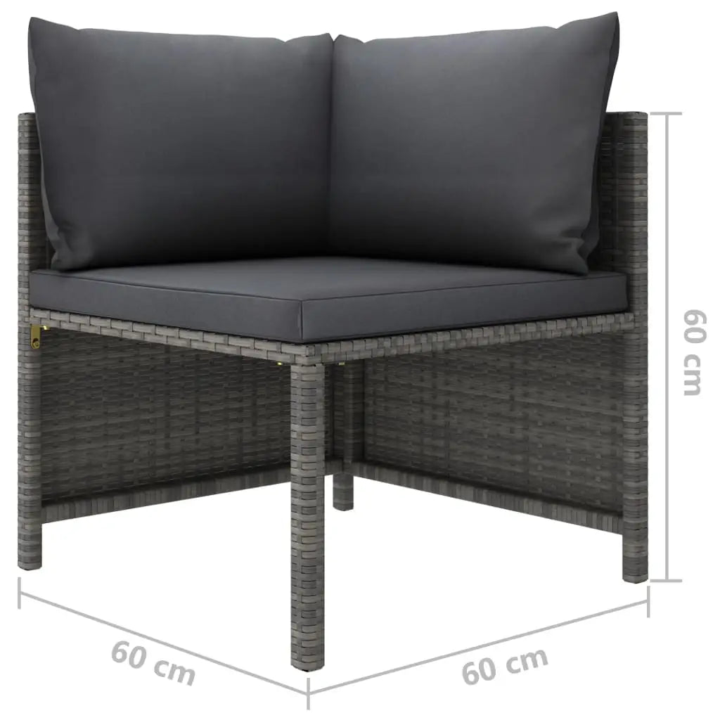 vidaXL Sectional Corner Sofa with Cushions Gray Poly Rattan - Outdoor Sofa
