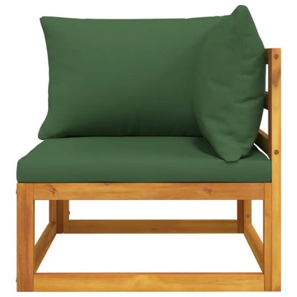 vidaXL Sectional Corner Sofa with Green Cushions Solid Wood Acacia