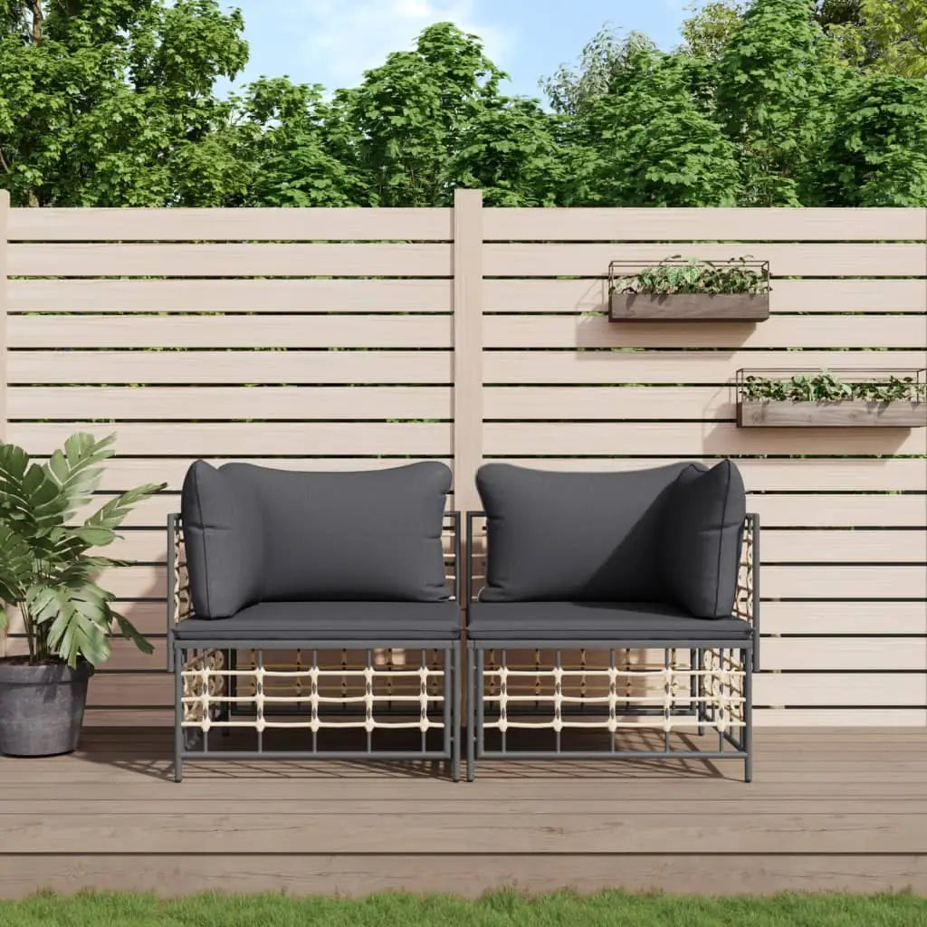 vidaXL Sectional Corner Sofas with Cushions 2 pcs Poly Rattan - Furniture > Outdoor Furniture > Outdoor Seating >