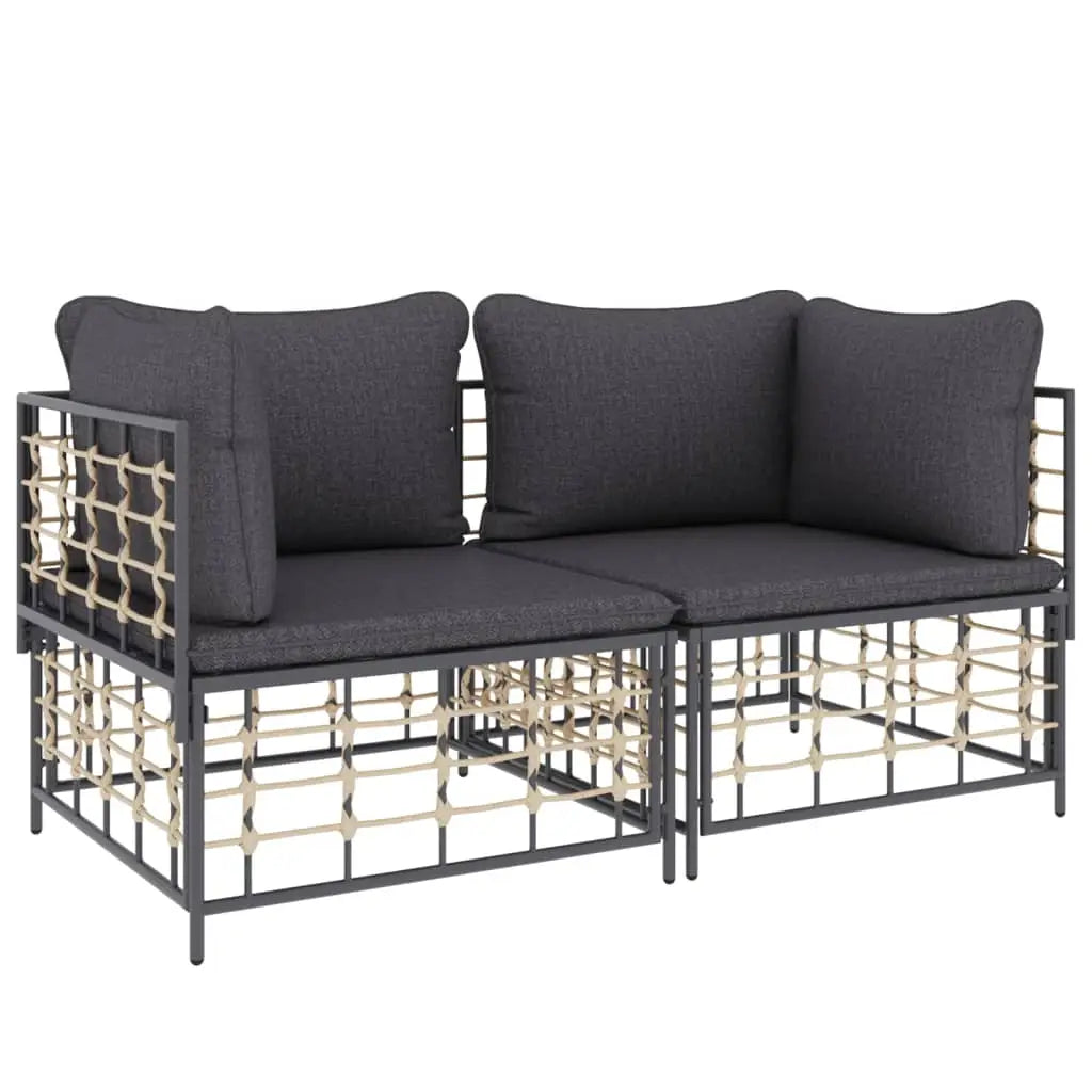 vidaXL Sectional Corner Sofas with Cushions 2 pcs Poly Rattan - Furniture > Outdoor Furniture > Outdoor Seating >