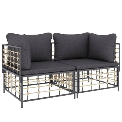 vidaXL Sectional Corner Sofas with Cushions 2 pcs Poly Rattan - Furniture > Outdoor Furniture > Outdoor Seating >