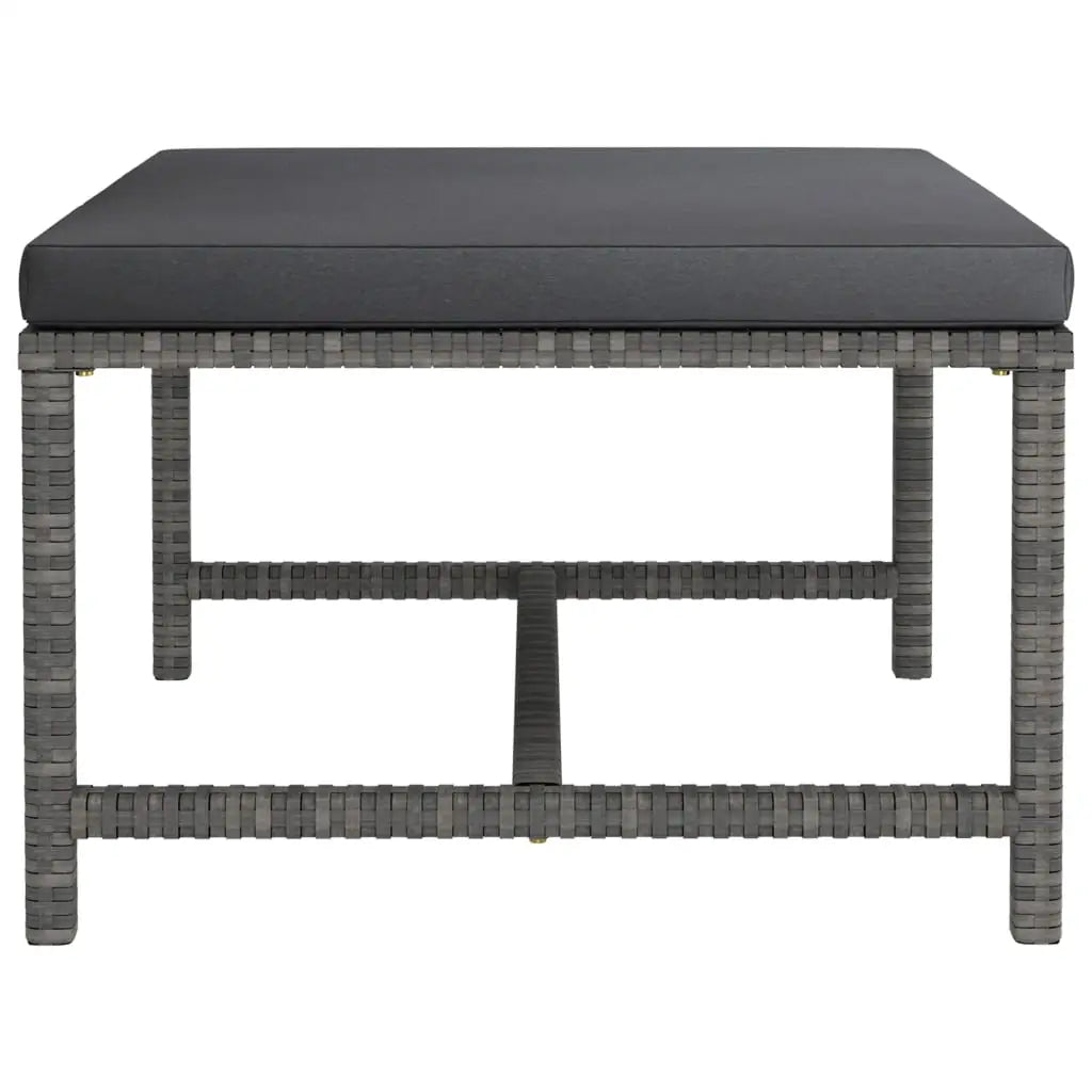 vidaXL Sectional Footrest with Cushion Gray Poly Rattan - Footrest