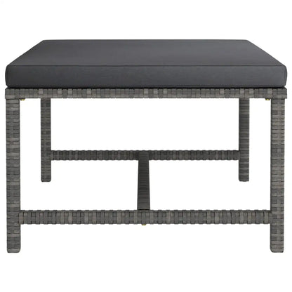 vidaXL Sectional Footrest with Cushion Gray Poly Rattan - Footrest