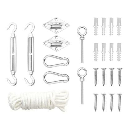 vidaXL Shade Sail Hardware Kit Sunshade Sail Installation Kit Stainless Steel - 2.6’’ x 1.6’’ - Shade Sail Accessories