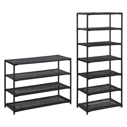 vidaXL Shoe Rack Shoe Storage Organizer Shoe Shelf Holder Entryway Poly Rattan - 19.7’’ x 11.8’’ x 47.2’’ - Home &