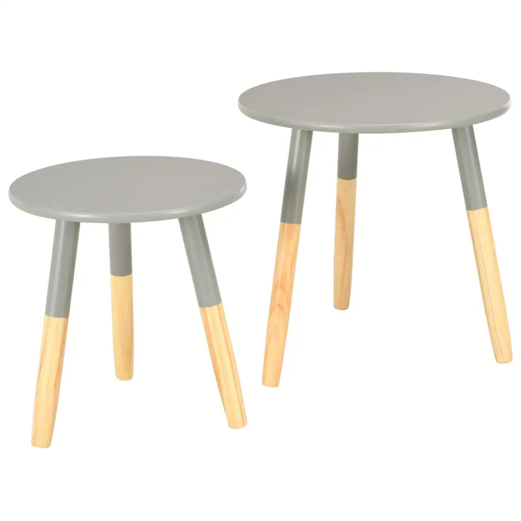 vidaXL Side Table Set of 2 Round Wooden Sofa Coffee Table Solid Wood Pine - Furniture > Tables > Accent Tables > End