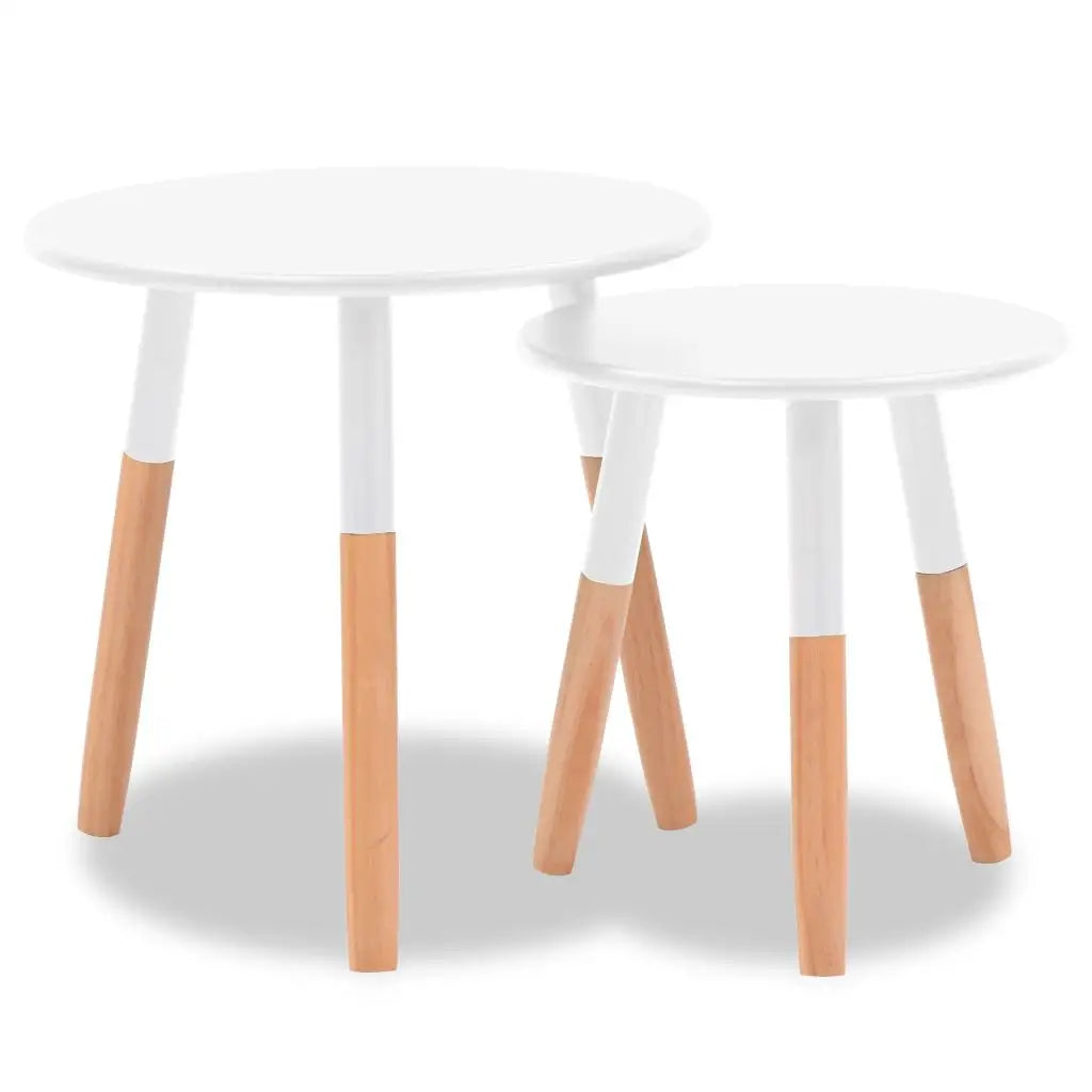 vidaXL Side Table Set of 2 Round Wooden Sofa Coffee Table Solid Wood Pine - Furniture > Tables > Accent Tables > End
