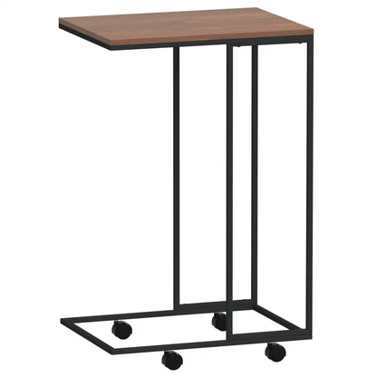 vidaXL Side Table with Wheels Black 15.7’’x11.8’’x25’’ Engineered Wood - Furniture > Tables > Accent Tables > Coffee