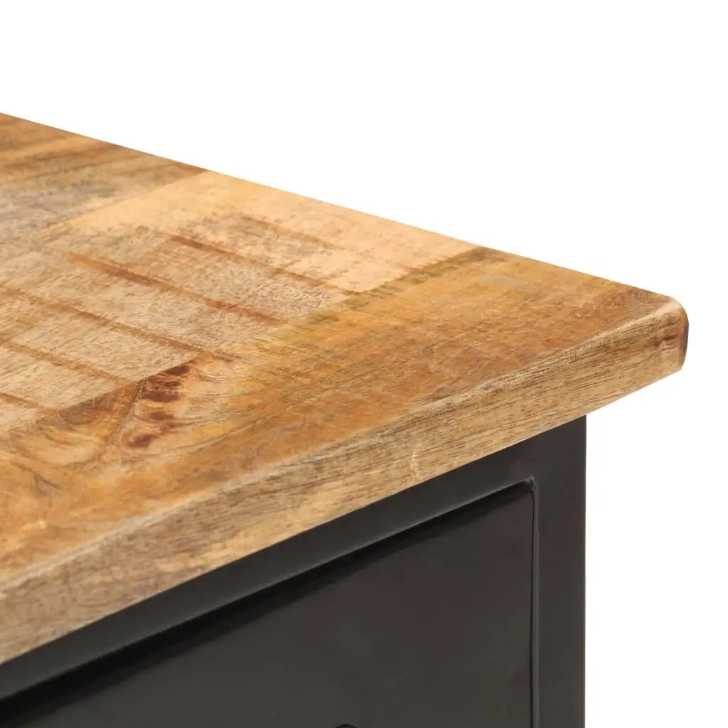 vidaXL Sideboard 43.3’’x11.8’’x25.6’’ Solid Rough Mango Wood and Steel - Furniture > Cabinets & Storage > Buffets &