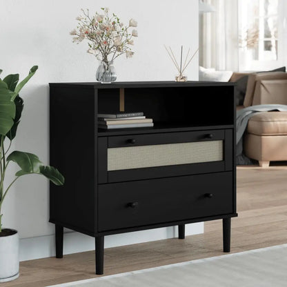 vidaXL Sideboard Buffet Storage Cabinet SENJA Rattan Look Solid Wood Pine - Furniture > Cabinets & Storage > Buffets &