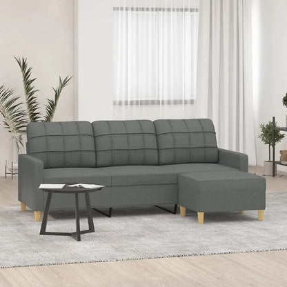 vidaXL Sofa Accent Upholstered 3-Seater Sofa Settee with Footstool Fabric - Dark gray - Furniture > Sofas