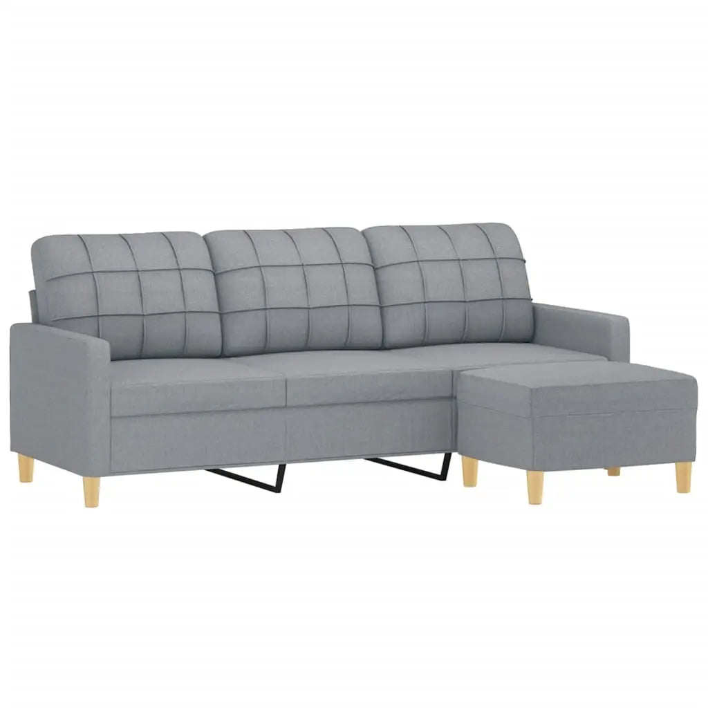 vidaXL Sofa Accent Upholstered 3-Seater Sofa Settee with Footstool Fabric - Furniture > Sofas