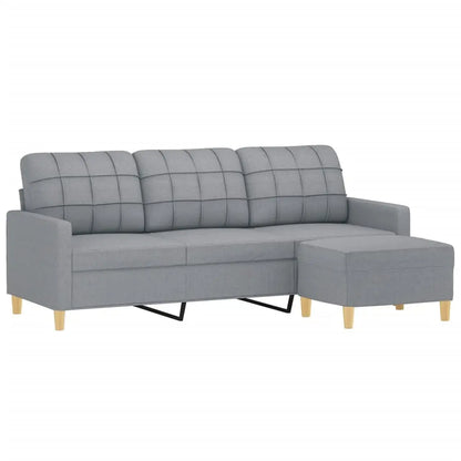 vidaXL Sofa Accent Upholstered 3-Seater Sofa Settee with Footstool Fabric - Furniture > Sofas