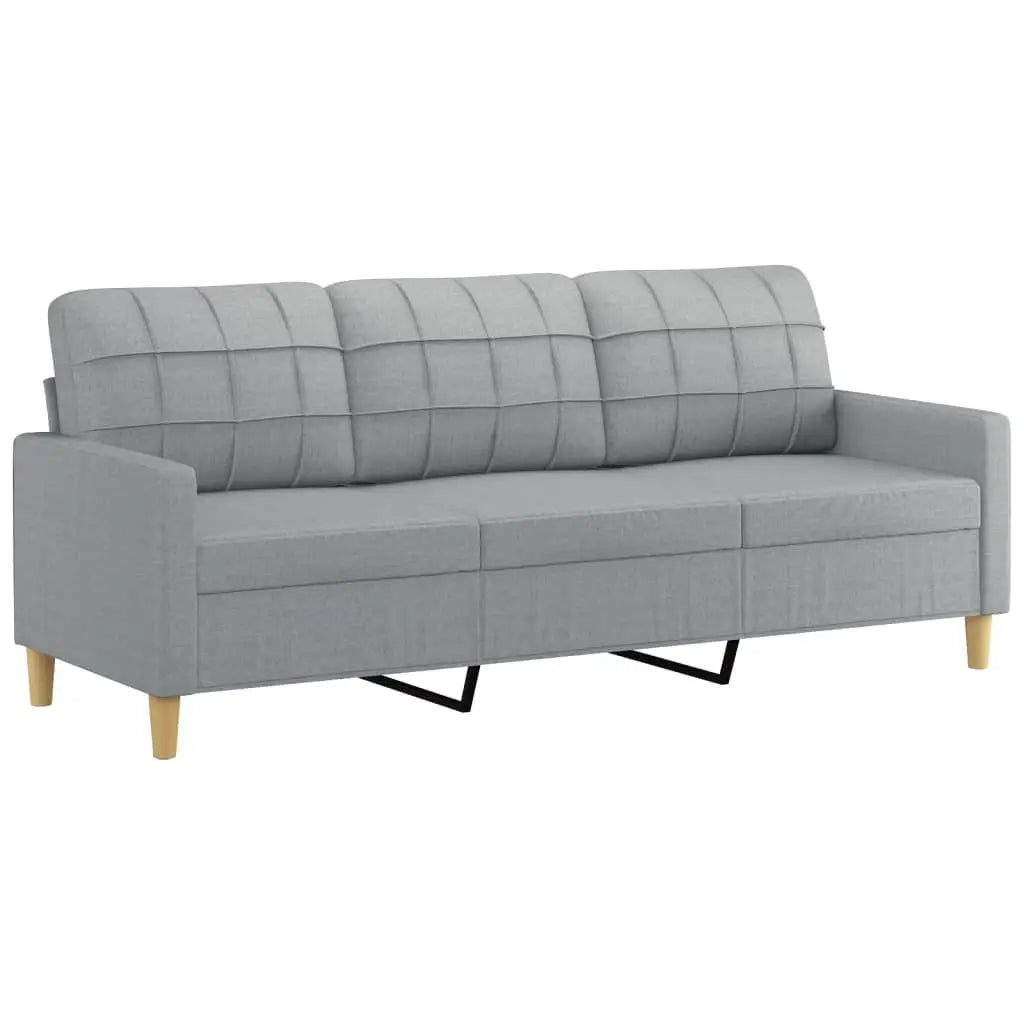vidaXL Sofa Accent Upholstered 3-Seater Sofa Settee with Footstool Fabric - Furniture > Sofas