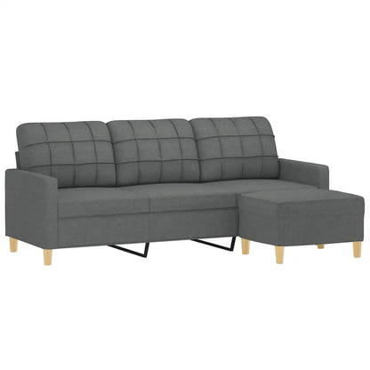 vidaXL Sofa Accent Upholstered 3-Seater Sofa Settee with Footstool Fabric - Furniture > Sofas