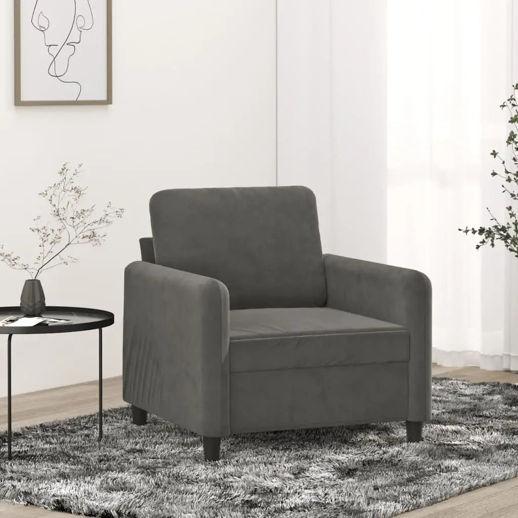 vidaXL Sofa Chair Living Room Accent Upholstered Chair with Armrest Velvet - Dark gray / 30.7’’ x 30.3’’ x 31.5’’