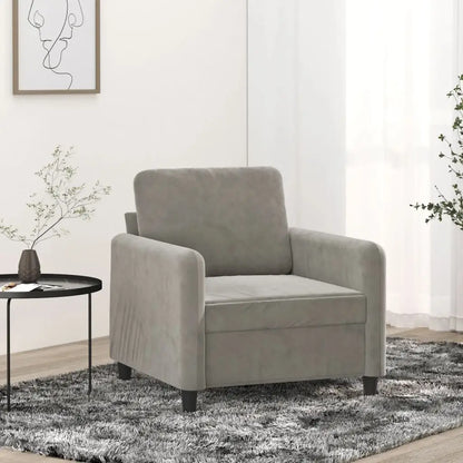 vidaXL Sofa Chair Living Room Accent Upholstered Chair with Armrest Velvet - Light gray / 30.7’’ x 30.3’’ x 31.5’’