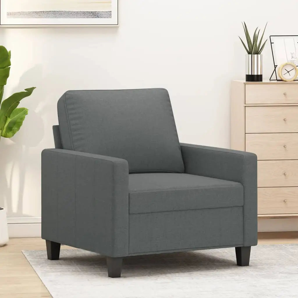 vidaXL Sofa Chair Upholstered Accent Armchair Sofa Comfort Dark Gray Fabric - Dark gray / 2 ft - Furniture > Sofas