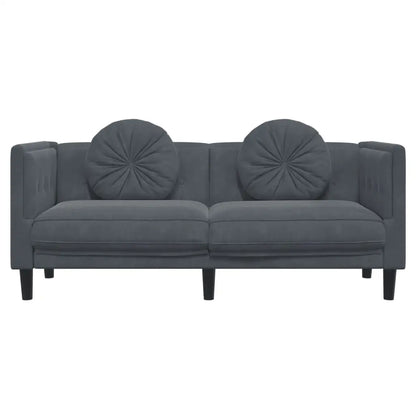 vidaXL Sofa with Cushions 2-Seater Dark Gray Velvet - Furniture > Sofas