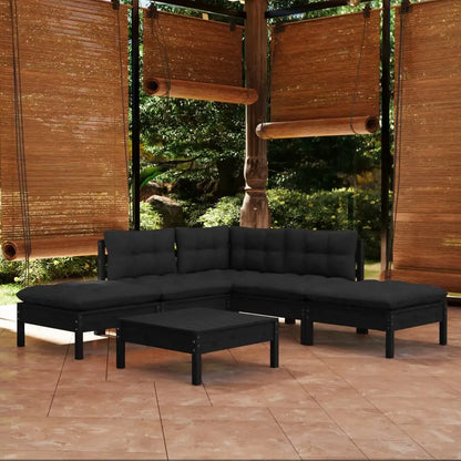 vidaXL Solid Pinewood Patio Lounge Set 6 Piece with Cushions Multi Colors - Lounge Set
