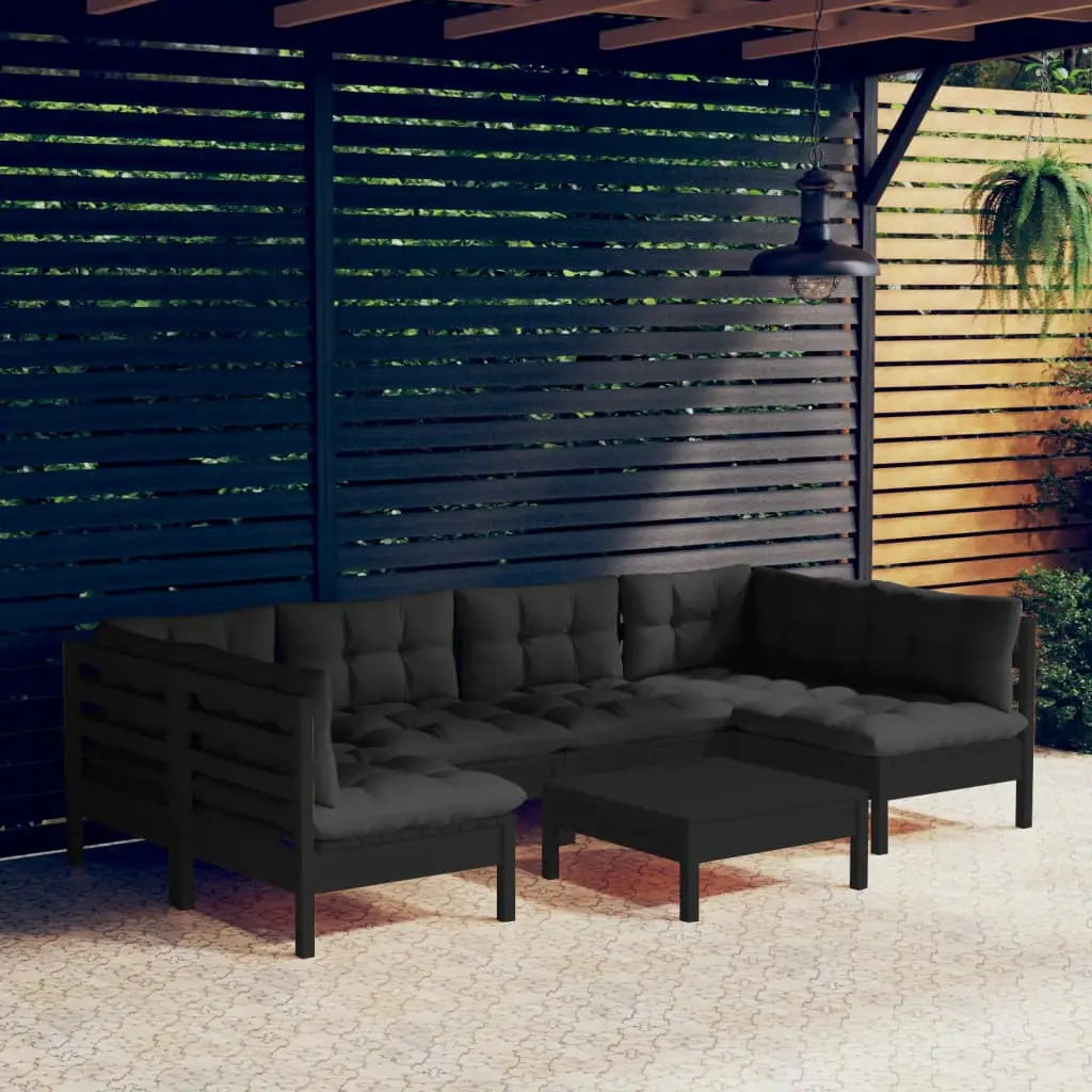 vidaXL Solid Pinewood Patio Lounge Set 7 Piece with Cushions Multi Colors - Outdoor Lounge Set