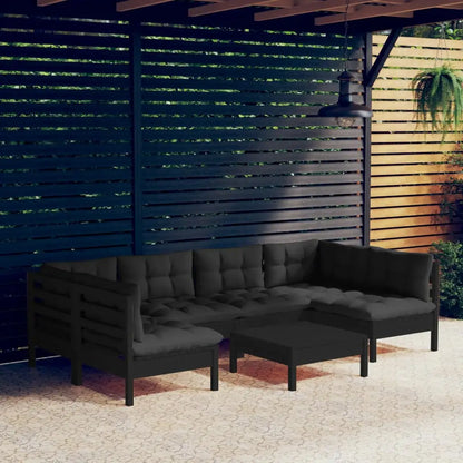 vidaXL Solid Pinewood Patio Lounge Set 7 Piece with Cushions Multi Colors - Outdoor Lounge Set