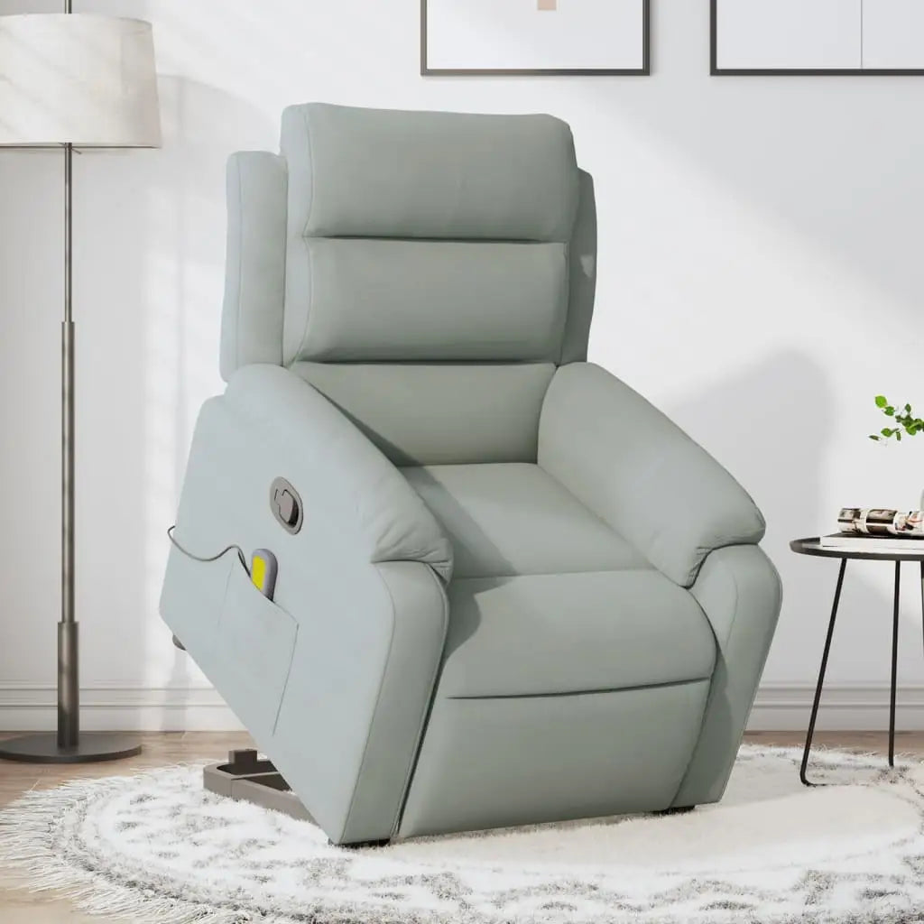 vidaXL Stand up Massage Recliner Chair Light Gray Velvet - Furniture > Chairs > Electric Massaging Chairs