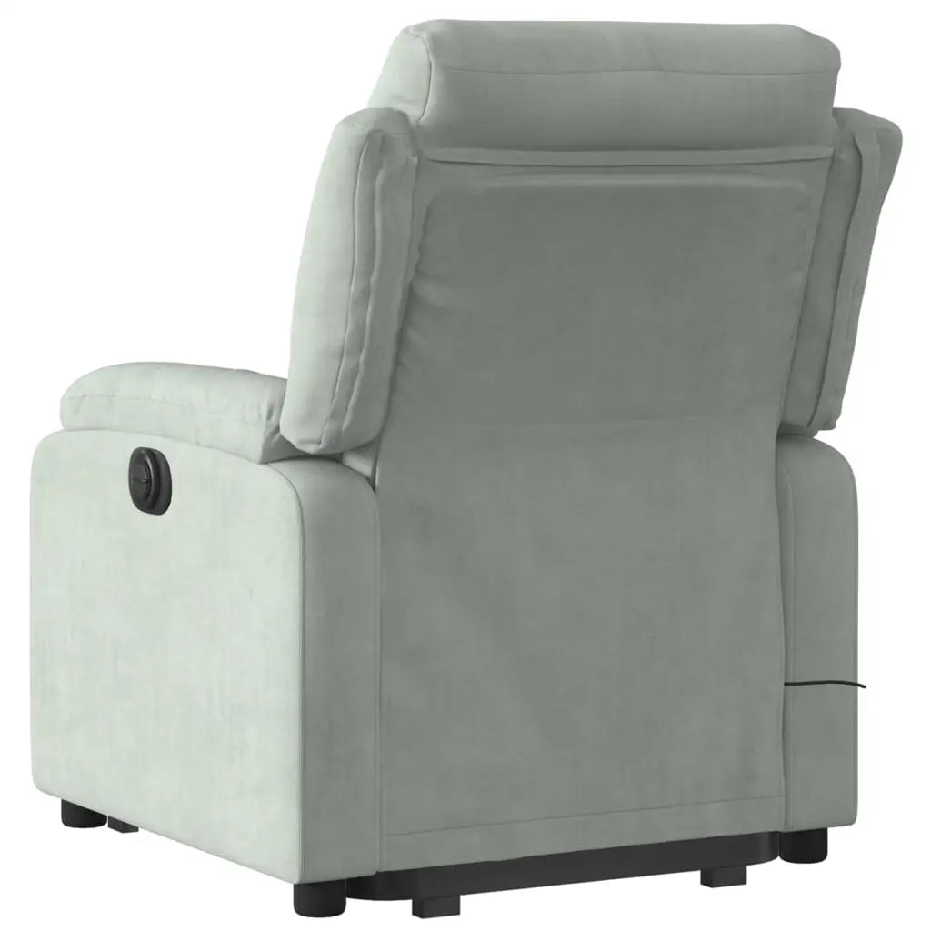 vidaXL Stand up Massage Recliner Chair Light Gray Velvet - Furniture > Chairs > Electric Massaging Chairs