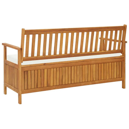 vidaXL Storage Bench with Cushion 58.2’’ Solid Acacia Wood - Outdoor Bench