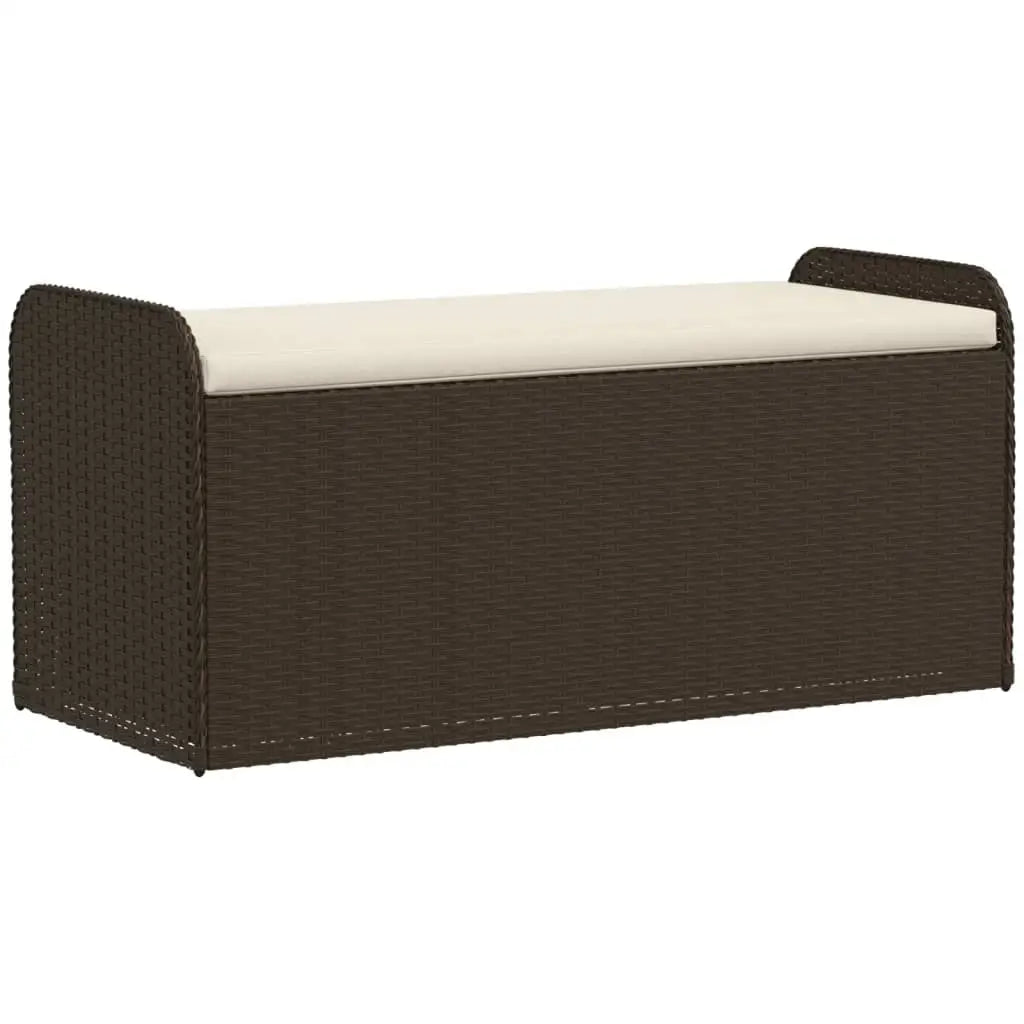 vidaXL Storage Bench with Cushion Outdoor Garden Seat Furniture Poly Rattan - Outdoor Bench