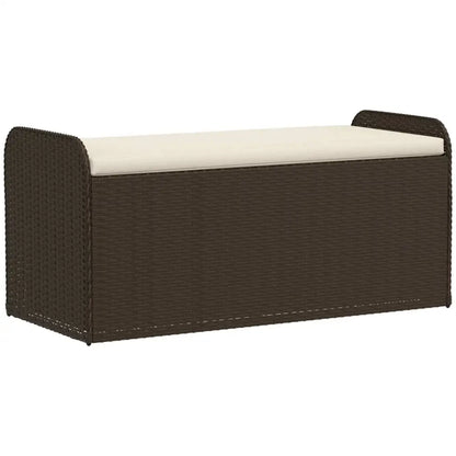 vidaXL Storage Bench with Cushion Outdoor Garden Seat Furniture Poly Rattan - Outdoor Bench