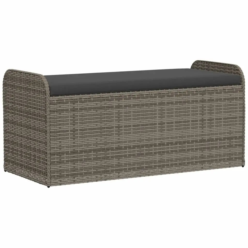 vidaXL Storage Bench with Cushion Outdoor Garden Seat Furniture Poly Rattan - Outdoor Bench