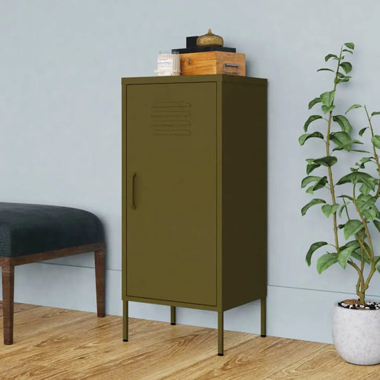 vidaXL Storage Cabinet Freestanding File Cabinet with Shelves for Office Steel - Olive green - Furniture > Cabinets &